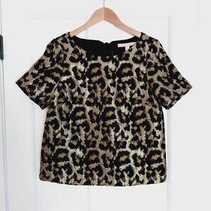 Hutch Anthropologie Metallic Leopard Print Blouse